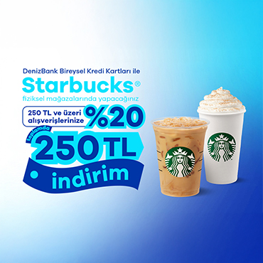 DenizBank Kredi Kartınızla Starbucks’ta 250 TL’ye Varan İndirim!